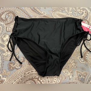 NWT Women’s Plus Xhilaration Black Tie Side High Waist Bikini Bottoms (14W)
